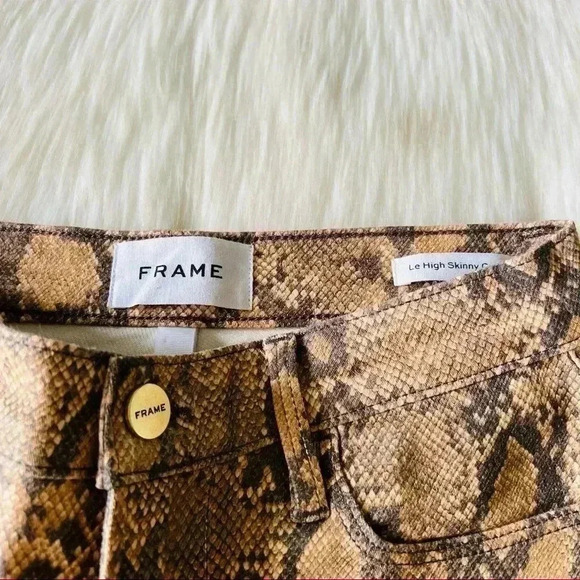 Frame Le High Skinny Crop Snake Jeans Sz 25 - Picture 10 of 13